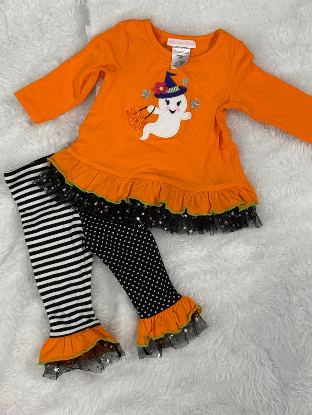 Kids Orange Ghost Ruffle Costume Set 12 months
